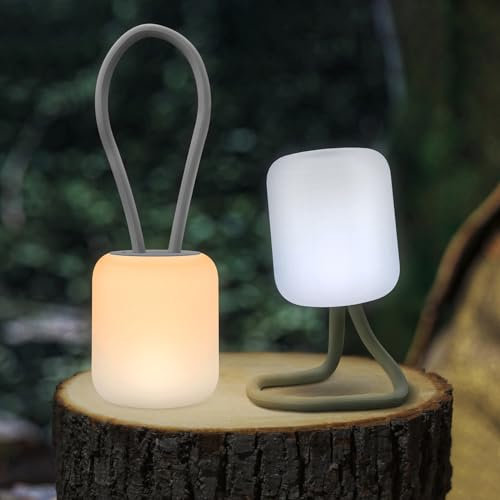 himmel Camping Lampe, Tragbare Outdoor Lampe zum Aufhängen, Stehen und Montieren, Wiederaufladbare hängelampe outdoor, Tischlampe für Wohnzimmer und Schlafzimmer [Energieklasse E] (grau)