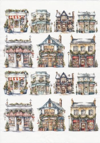 Zita´s Creative rispapper A4 – julbutiker. Motiv halmsilke, halmsilkespapper, decoupage papper