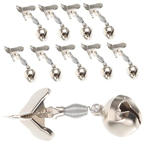 Milisten Fishing Alarm Bells Clip-on 10 Pack Portable Metal Bite Indicators 2.36 Inch for Sea Fishing Rods Accessories Alert