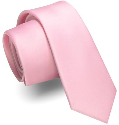 JEMYGINS Cravatta sottile opaca da uomo, tinta unita, 6 cm, Rosa chiaro, M