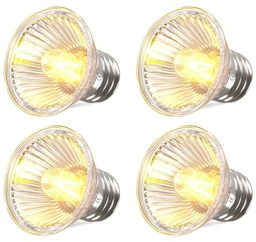 Lamptobe UVA UVB Lampe Terrarium 75W, Wärmelampe Schildkröten E27 Dimmbar Reptile Sun Mini Tageslichtlampe Spot Reflektorlampe, UVA UVB Glühbirne für Reptilien, Bartagame, Gecko (4 Stück