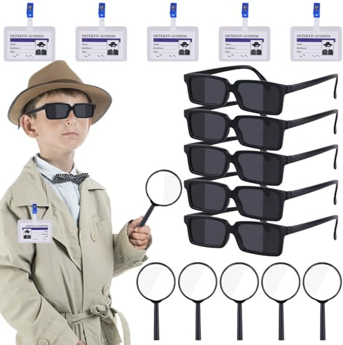 Bomboniere Del Partito Del Detective, 15pz Detective Set Occhiali Lenti D'ingrandimento Lente d'ingrandimento Nome Tag Agente Segreto Bambini Giocattolo Detective Set Escape Room Partito