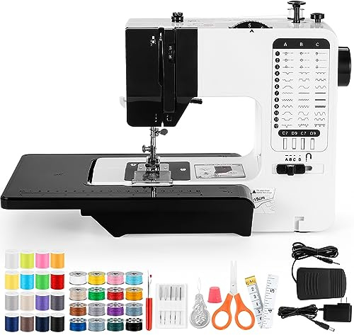 Sewing Machine, Mini Sewing Machine for Beginners and Kids, Portable Electric Sewing Machine, 38 Stitches Adjustable Speed Speed with Foot Pedal & Sewing Kit (Newest Upgrade Version) (Black)