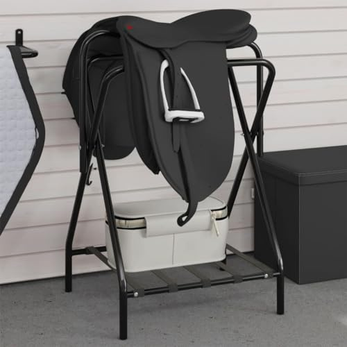 Générique Porte-Selle Pliable autoportant Noir Fer,Équipements Sportifs,Loisirs de Plein air,Équitation,Accessoires de harnachement pour Chevaux,Accessoires de selles-172441