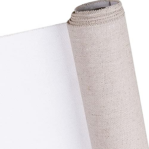 Rouleau de toile de lin professionnelle pour peinture – 5 m x 88 cm – Toile vierge apprêtée pour peinture acrylique et peinture à l'huile – Fournitures d'art idéales pour les artistes, peintres et