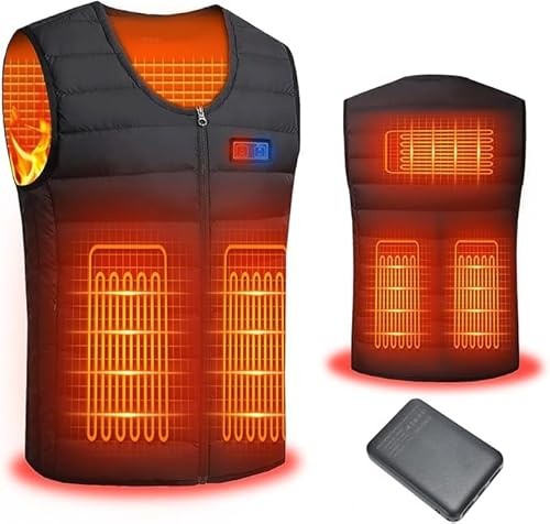 Mincoo Gilet Riscaldato Donna e Uomo, Giubbotto Riscaldato 10000mAh Giacca Riscaldata Elettrico Doppi Controller per Escursionismo all'aperto, Caccia
