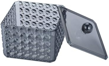 Zymoplas Contenedor de almohadillas de algodón multifuncional y sellado para almacenamiento en el baño, almacenamiento acrílico para baño, soporte para bastoncillos de algodón