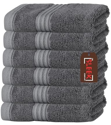 Luxury 700 GSM Bamboo Face Cloths (33 x 33 cm) – Pack of 6 – Soft, Hypoallergenic & Antibacterial Wash Cloth – Absorbent & Quick Dry Face Towels – Ideal for Home, Hotel, Gym, Skincare & Spa (Charcoal)