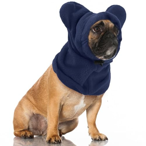 Chapeau Hiver pour Chien Chat Doux et Chaud Chapeaux pour Animaux Protection Contre le Bruit avec Oreilles Vêtements d'hiver pour Chiots Cagoule Chaude pour Temps Froid,M (Bleu)