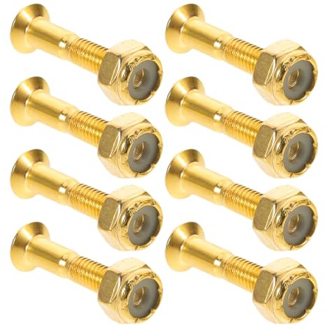 SUPVOX 8ensembles Vis De Skateboard Kit De Vis De Fixation pour Planches De Skate Et Longboards Boulons Et Écrous Antidérapants Dorés Matériel De Montage