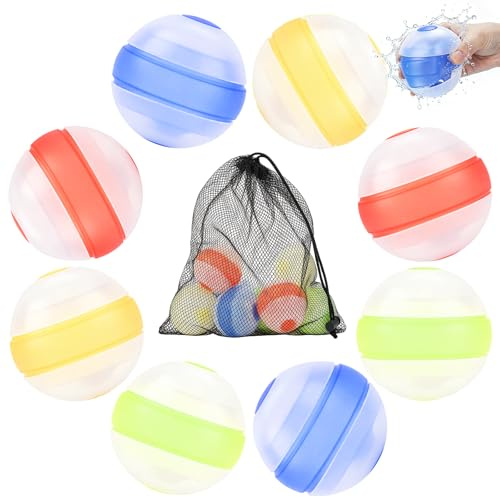 Bombas de agua reutilizables de silicona, nuevo modelo 2026, globos de agua con bolsa de malla, para abrir/cerrar, presionar durante 1 segundo, piscina de verano, playa, jardín al aire libre (8