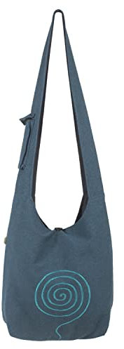 Vishes - Umhängetasche aus langlebiger, handgewebter Baumwolle mit aufgestickter Spirale - Unisex türkis