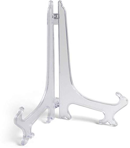 igadgitz home U7009 - Folding Plate Holder, Decorative Stand, Ornamental, Picture Frame Easel - Small/Medium/Large Sizes - Clear - Large (1 Piece)