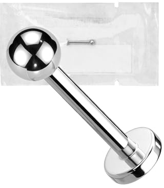 WARRIOR Piercing STERILE Labret per Labro Trago Helix Cartilagine Dischi Piercing Flessibili in Silicone Orecchio Stud in Acciaio Chirurgico 316L 16G (1,2mm) Pallina da 3mm Body Piercing Gioielli