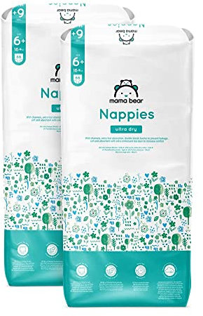 Amazon-Marke: Mama Bear Ultra Dry Windeln Größe 6+ (16+ kg) - MONATSBOX, Weiß, 132 Stück (2 Packungen mit 66)
