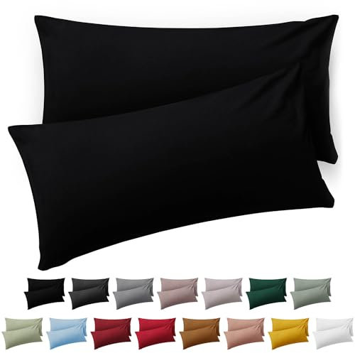 Blumtal Kissenbezug 40 x 60, 2 Stück - Oeko-TEX zert. Kissenbezüge 100% Mikrofaser in extra weich & waschmaschinenfest - Bezug Kissen 40x60 Schwarz
