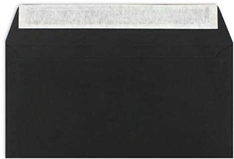 50 DIN Lang Brief-Umschläge Schwarz - 11 x 22 cm - 120 g/m² Haftklebung Standard Brief-Kuverts für Taufe & Einladungen von Ihrem Glüxx-Agent