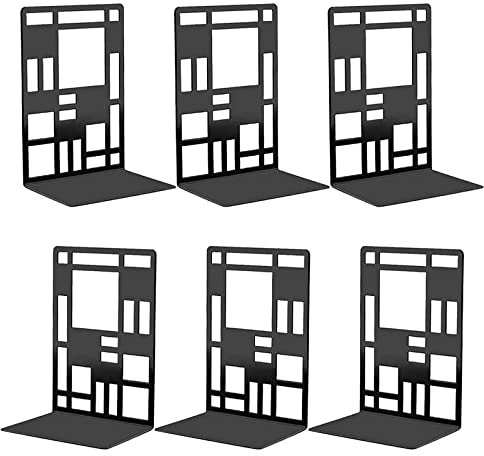 SAMSYOKI 3 Paire Serre Livres Metal Cale Livre en Métal Presse Livre CD Antidérapants Bloc Livre pour étagère Décoratifs Support de Serre-Livres pour Maison Bureau Écoles(Noir)