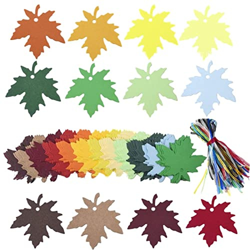 Étiquettes cadeaux en forme de feuille – Découpes en papier pour écrire | Étiquettes cadeaux d'automne en forme de feuille d'érable avec corde de chanvre pour l'automne, Thanksgiving, mariage,