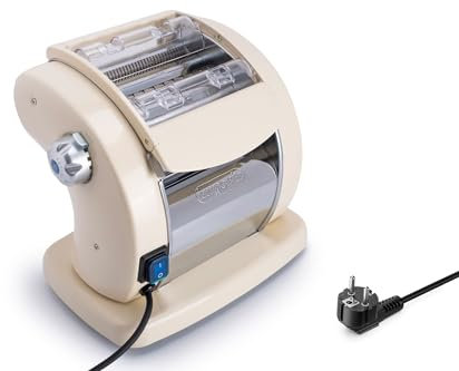 Imperia PastaPresto Classica. Macchina per la pasta elettrica. 100% Made in Italy. Macchina pasta fresca con motore elettrico. Sfogliatrice elettrica crea lasagne, tagliolini, fettuccine. (Crema)