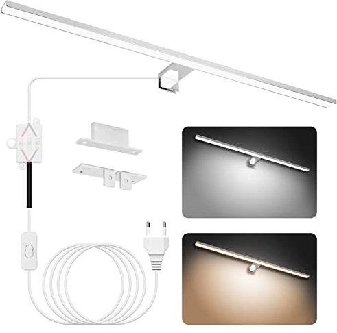 NIORSUN Lampe Miroir Salle de Bain LED 18W 80cm Double Température de Couleur 4000K 6000K, 2000LM Indice D'étanchéité IP44 Applique Murale Salle de Bain, Luminaire Salle de Bain, Spot Salle de Bain