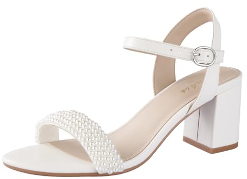 Ankis Nude Black Heels, 2.5'' Block Chunky White Clear Silver Heel Dressy Open Toe Heels For Women Ankle Strap Low Short Thick Strappy Dress Comfortable Sandal Casual Party Wedding Event Summer Shoes