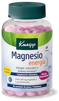 Kneipp Magnesio energía Gummies; Músculos, Sistema Nervioso; Citrato de Magnesio; Vitamina B12; Vegano; Sabor Frambuesa; 60 unidades