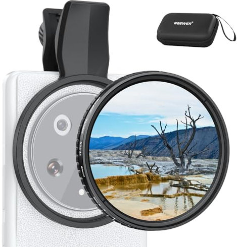 NEEWER 67mm Clip On Variable ND Filter for Phone, ND2-32 1-5 Stops Neutral Density Photography Lens Accessories Kit for Android Smartphone Camera Compatible with Samsung Google Pixel Huawei, FL-B21