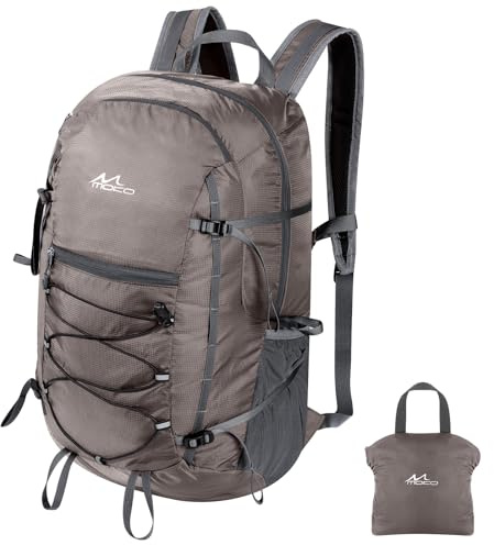 MoKo Wanderrucksack, 40L große Kapazität Camping Rucksack mit Mehreren Taschen, reißfeste Reise Tagesrucksack für Männer Frauen, packbar und leichte Wanderung Tagesrucksack für Reisen Outdoor, Hummus