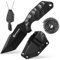 SPITZKANTE Neck Knife X-TAN-K, lame Tanto de 7,8 cm en acier 5Cr14MoV, petit couteau fixe EDC Outdoor avec fourreau ABS, chaîne à billes, entièrement noir