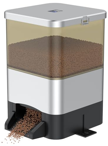 Pawfly Distributeur Nourriture Poisson pour étang, 7.5 L Grande Mangeoire Automatique pour Poissons Capacité Holiday Timer Adjustable & Moisture-Proof Outdoor Fish Feeding, Battery Operated