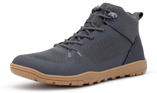 FEFELUIS Men's Barefoot Boot - Zero Drop Wide Toe Minimalist Sneakers Ankle Support Hiking Shoes DK Gray Size 12