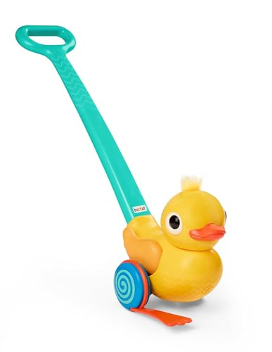 Battat Push Toy, Wacky Waddle Duck Toddler Walker, Quacking Toy, Activity | Push-along duck toy with flappy feet, moving head, soft fuzzy hair, easy assembly, and active indoor play, 12+ Months