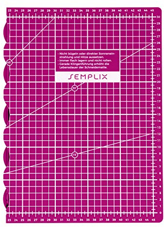 SEMPLIX selbstheilende faltbare Schneidematte A3 in Petrol, Rosa, Dunkelgrau, Türkis, Beere, Hellgrau. Ideal für Bastel- Näh und Patchworkarbeiten (45 x 30 cm) (beere)