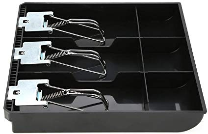 Vassoio per inserti per registratore di cassa, scatola per registratore di cassa tre con clip in metallo Vassoio per inserti di registro per cassetto per contanti(nero)