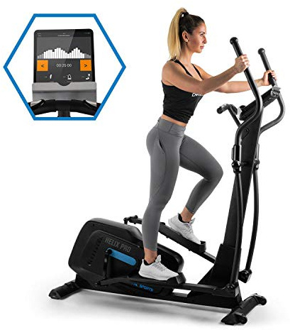 CAPITAL SPORTS Helix Pro - Cross Trainer, Vélo d'exercice elliptique, Bluetooth, Application Kinomap, Résistance magnétique MagResist, vélo elliptique, Masse du Volant 20 kg - Noir