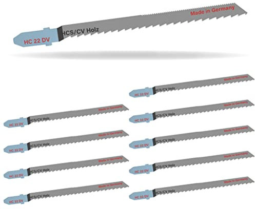 10x Universal Stichsägeblatt Stichsäge HC 22 HCS/CV für Laminat Parkett Spanplatten - 100x6,5x1,45 mm, ZPZ 10 - Made in Germany - kompatibel z. B. mit Black&Decker Einhell AEG Bosch