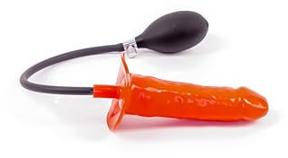 Rubberfashion Latex Dildo - realistischer Dildo geadert - aufblasbar mit Pumpe für Frauen und Männer 15 x 4,5 cm rot 0.8mm fester Kern