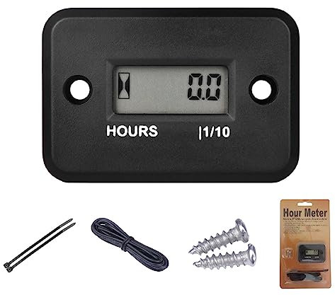 Yooreal Digital Inductive Hour Meter, IP68 Waterproof Works on 2/4 Stroke Various of ZTR/Riding Lawn Mower Land Trimmer UTV Brushcutter Tractor ATV(HM006A Black)