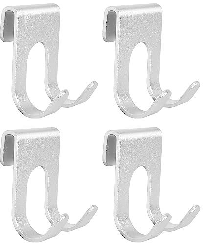 Disnace Set di 4 Ganci per Porta Doccia,Ganci Asciugamani Bagno in Alluminio,Porta Rasoio Doccia Adesivi Ideali per Bagno, Toilette, Cucina, Ufficio, Accessori per Bagno (Argento)