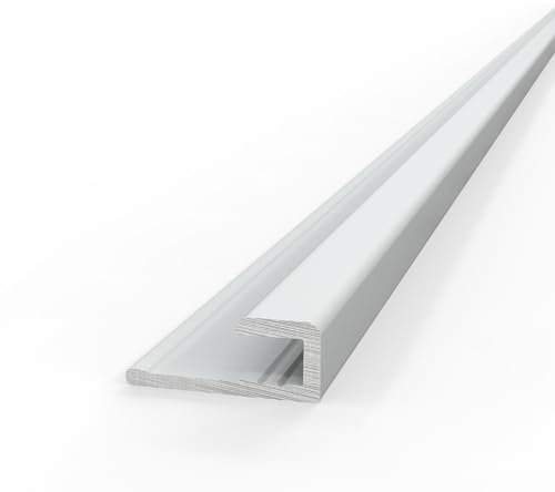AUPROTEC Aluminium Profil Abschlussprofil Weiß 100cm Endprofil Alu Rückwand Verbindungsprofil für 3mm Duschrückwände Wandverkleidung Profilleisten für Küchenrückwand