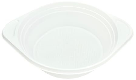 Commerline Lot de 200 assiettes creuses réutilisables 500 ml, Robustes, Avec oreilles, Blanc profond, Bols à soupe en polypropylène, Pour la maison, la restauration et la restauration