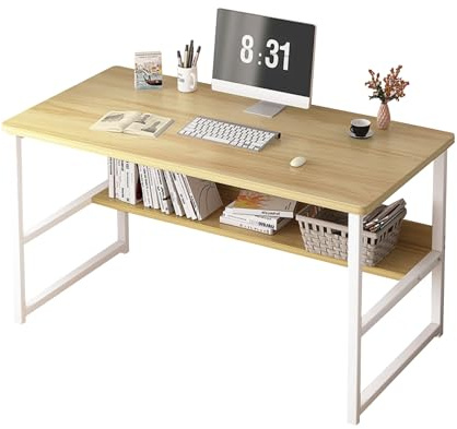XOKOTAKI Escritorio para Ordenador - Mesa de Oficina para Habitación o Estudio - Tablón de Aglomerado y Melamina de Madera y Acero - Para PC y Hogar - 80x40x72 cm