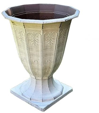 Darthome 2x Large Urn Planter 40cm Antique Grey Stone Effect Plastic Outdoor Garden Flower Pot
