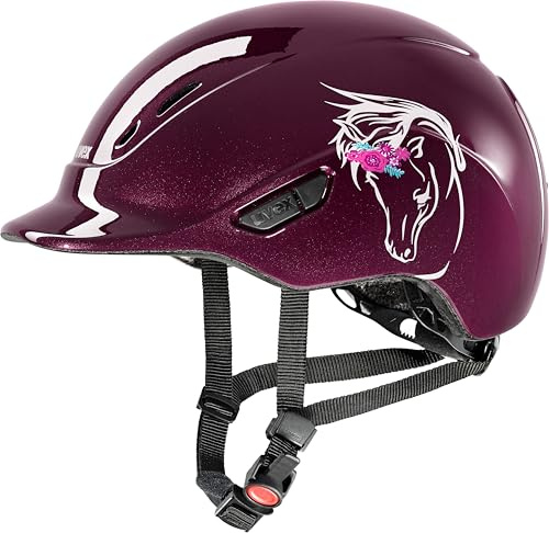uvex kidoxx – Casco da equitazione leggero per bambini – Regolazione individuale – Ventilazione ottimale – Flower Burgundy Shiny 3XS-XS