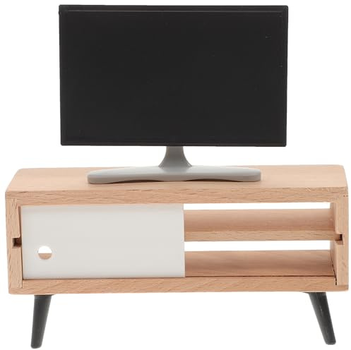 TOYANDONA Mini Tv with Cabinet 4.72In Dollhouse Furniture Set 1 12 Scale Miniature Television Ornament for Dollhouse Decor and Pretend Play Accessories