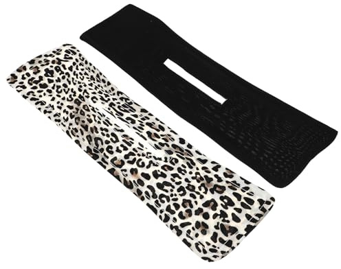 Genérico 2 Piezas Diadema Anudada para Mujer Alambre Flexible Herramienta para Hacer Moños Diseño Negro y Estampado de Leopardo Adecuado para Uso Diario Deportes y Eventos