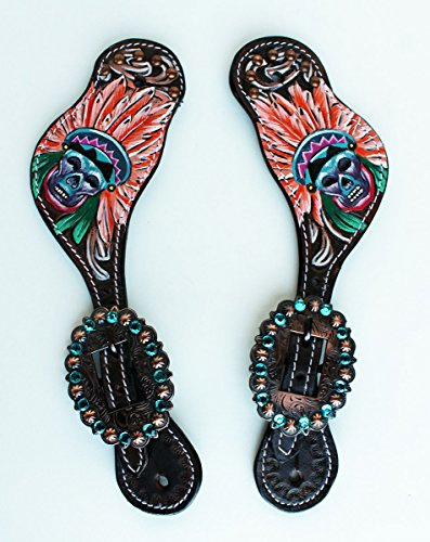 Pro Rider Western Riding Cowboy Boots Leather Spur Straps Tack 74M8852