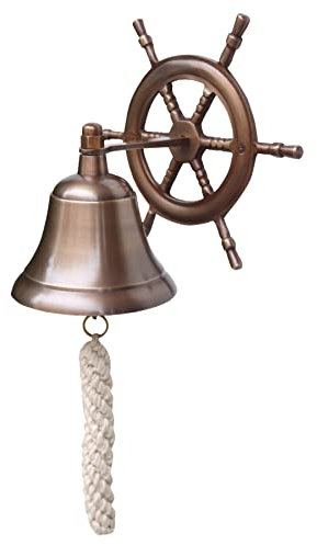 The Metal Magician Sonnette de navire, cloche avec cordon, support mural comme volant en laiton bruni