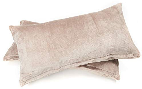 MALIKA Set 2er Kissenbezug Cashmer Touch Fleece Kissenhlle Sofakissen Kopfkissenbezug Kissenbezug Couchkissen, Gre:2X 40x80 cm, Designe:Taupe